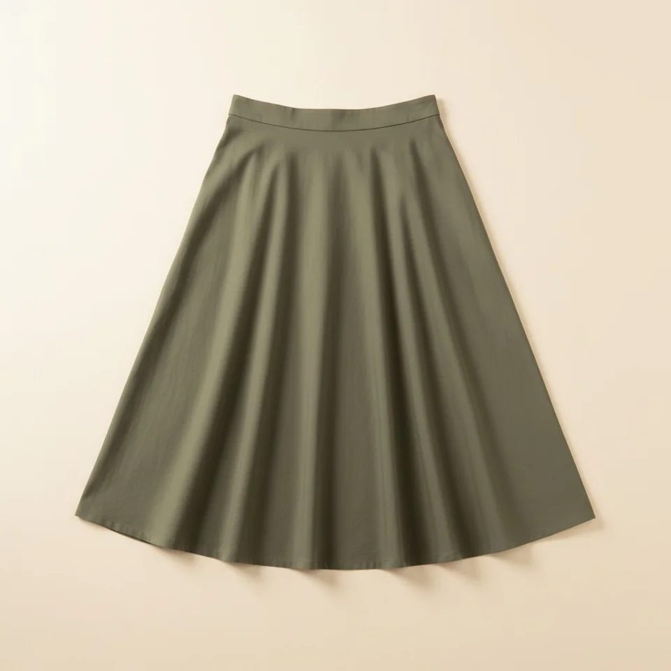 A-Line Midi Skirt in olive, complete garment