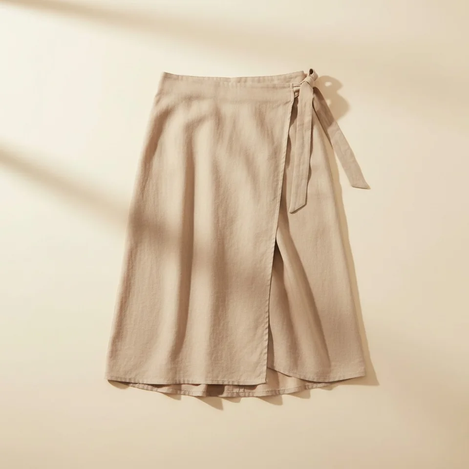 Wrap Midi Skirt in sand, complete garment