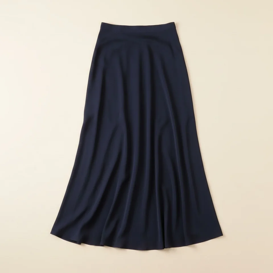 Bias-Cut Maxi Skirt in navy, complete garment